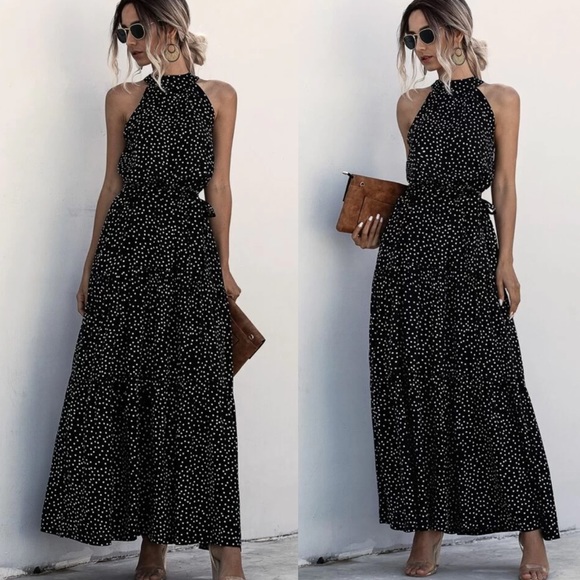 Boho gypsy dot halter maxi dress - Picture 3 of 3